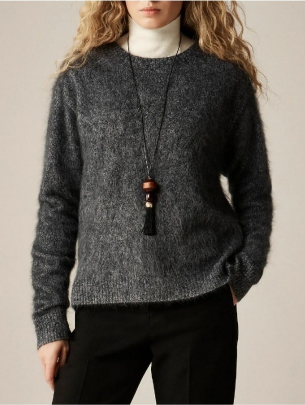 J.Crew Brushed Cashmere Marled Relaxed Crewneck Sweater - Picture 2 of 8